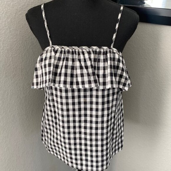 A NEW DAY Black and White Gingham Checkered Ruffle Strappy Top XS - Picture 3 of 10